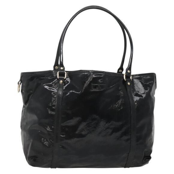 GUCCI Tote Bag Patent Leather Black Gold - Picture 1 of 16